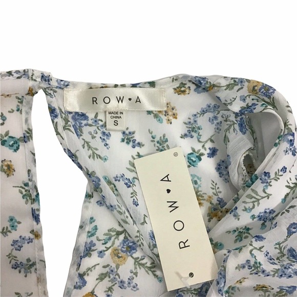 Row A Smocked Waist Maxi Dress White Floral Peasant Boho Flutter Sleeve Size S - Picture 5 of 5